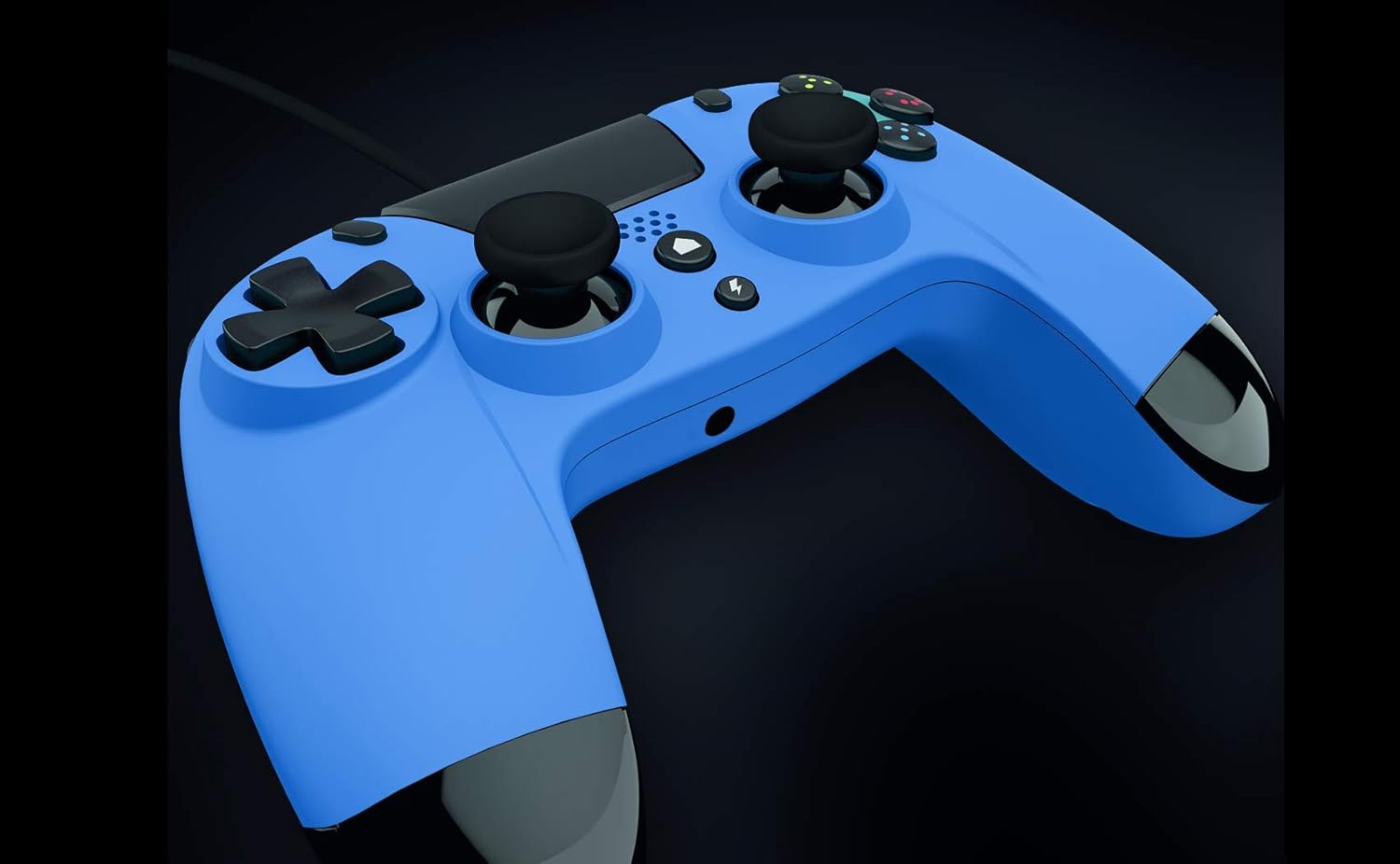 Gioteck - VX4 Blue Wired Controller for PS4 and PC Gamepad, Joystick Ergonomic design, Playstation Layout with Audio Port/Jack 3,5MM