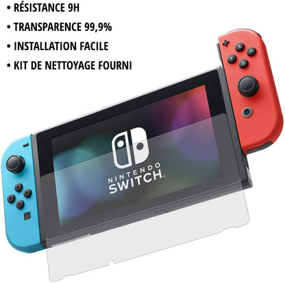 Gioteck - Tempered glass screen protector for Nintendo Switch - Tempered glass screen protector for switch - Anti-fingerprint - 9H scratch resistant - Easy to install - 99% transparent