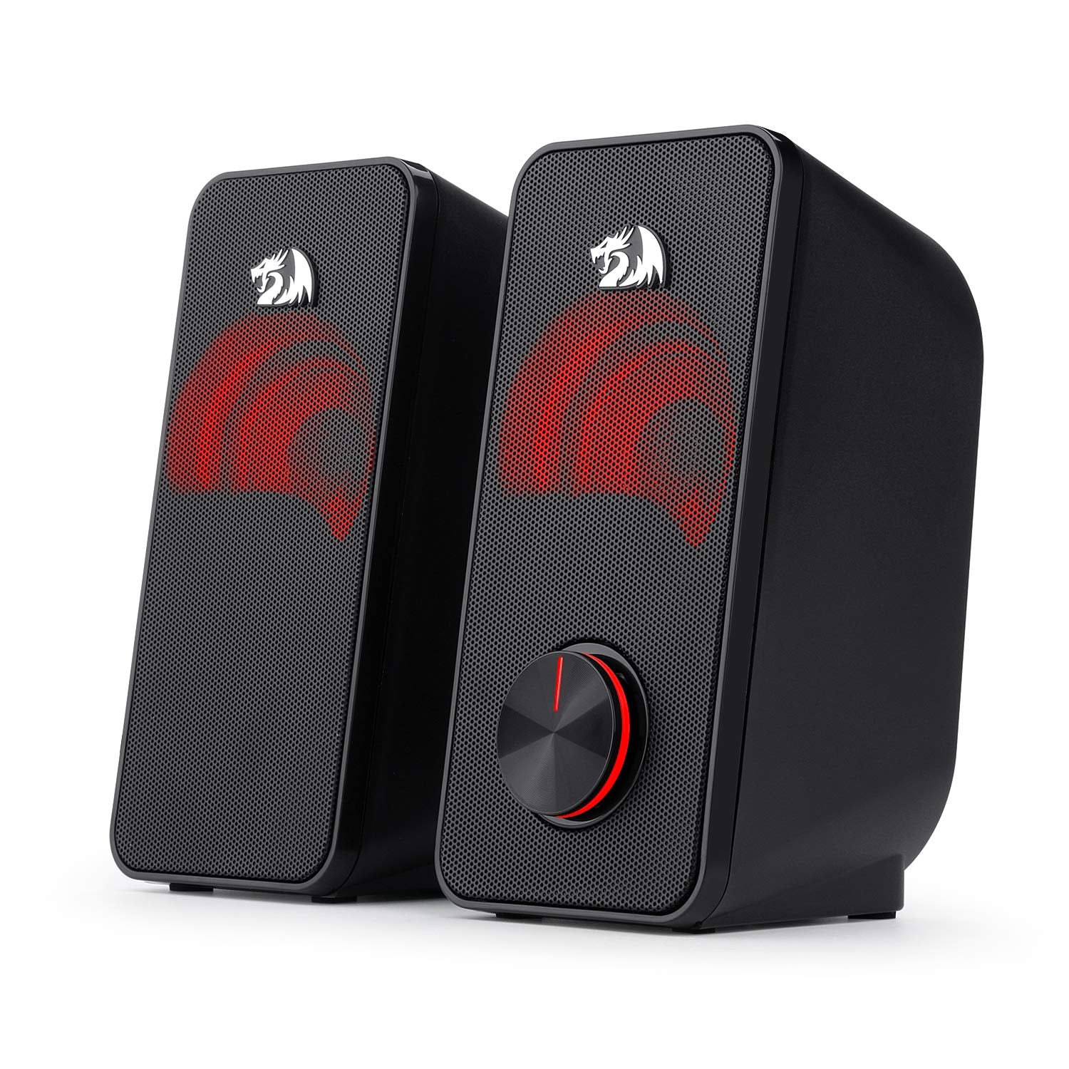 Redragon 2.0 Stentor (GS500) 2x5W Stereo Speaker for Computer with Red Backlight, Powered by USB & 3.5mm Jack