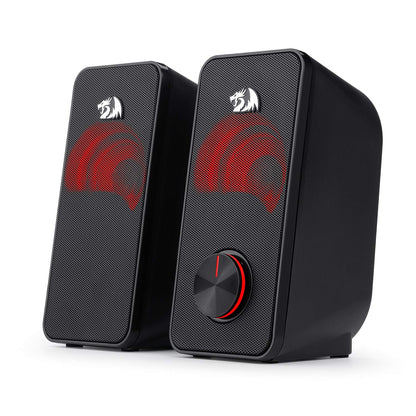 Redragon 2.0 Stentor (GS500) 2x5W Stereo Speaker for Computer with Red Backlight, Powered by USB & 3.5mm Jack