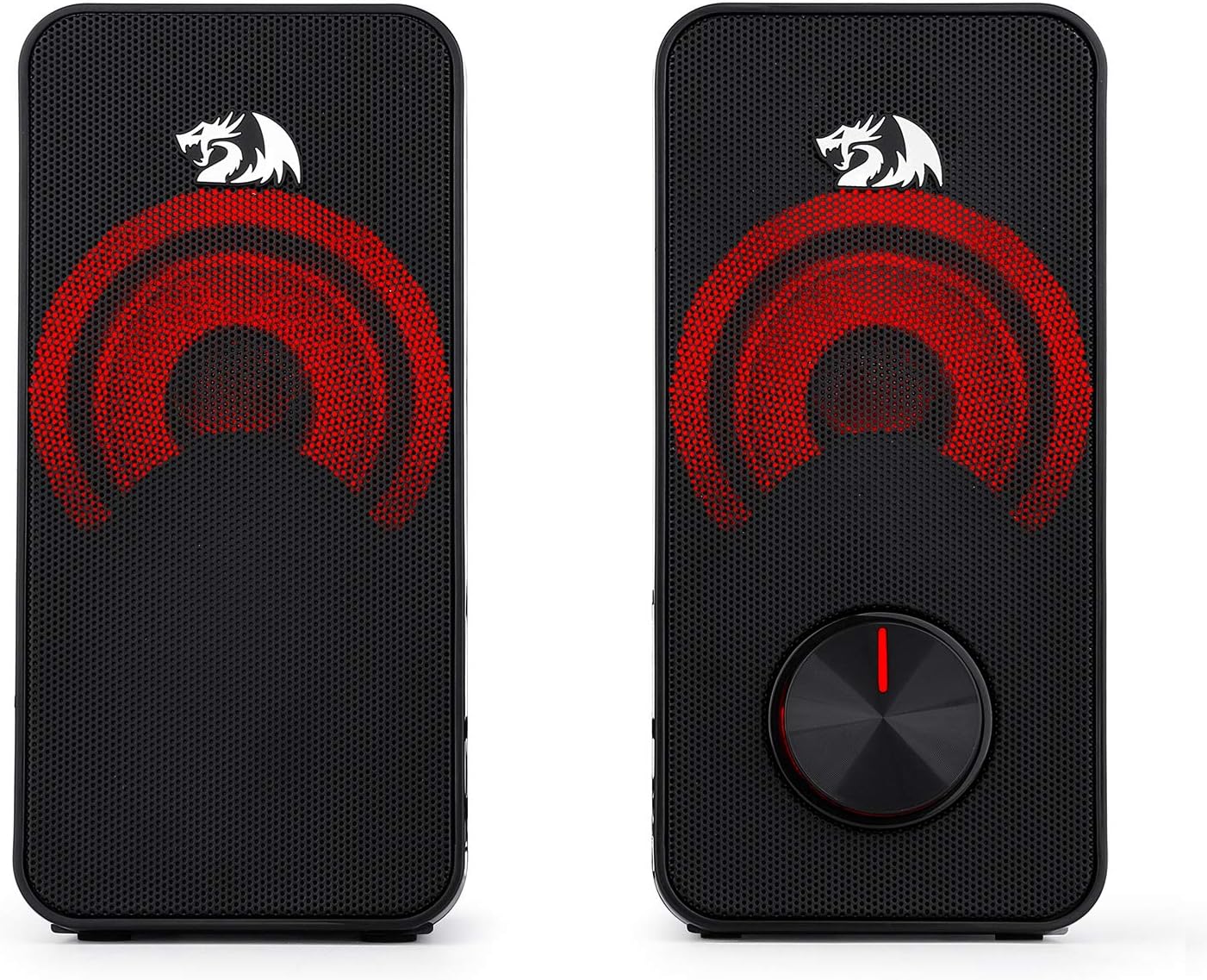 Redragon 2.0 Stentor (GS500) 2x5W Stereo Speaker for Computer with Red Backlight, Powered by USB & 3.5mm Jack