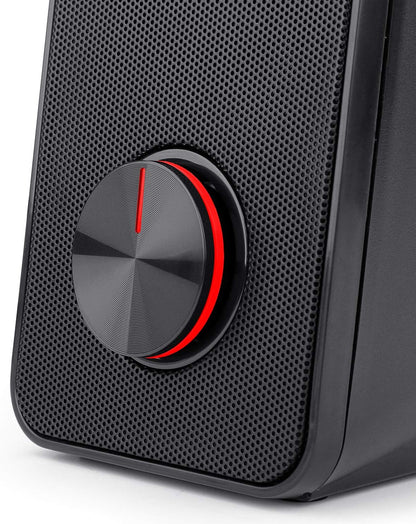 Redragon 2.0 Stentor (GS500) 2x5W Stereo Speaker for Computer with Red Backlight, Powered by USB & 3.5mm Jack