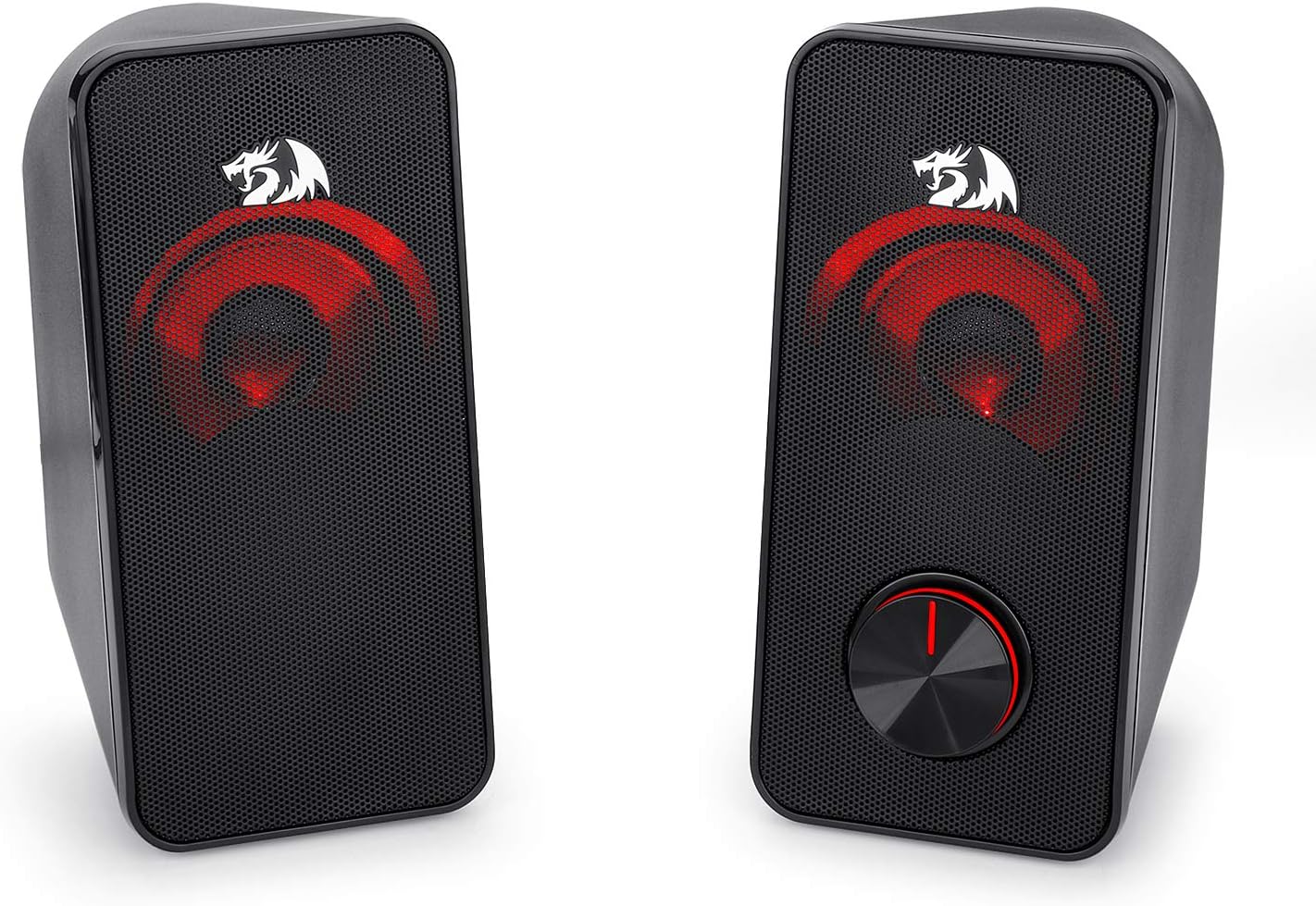 Redragon 2.0 Stentor (GS500) 2x5W Stereo Speaker for Computer with Red Backlight, Powered by USB & 3.5mm Jack
