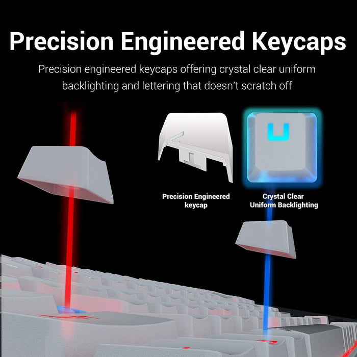 Redragon K552 Mechanical Gaming Keyboard Compact 87 Key Kumara Wired Cherry MX Blue Switches Equivalent for Windows PC Gamers (RGB Backlit White