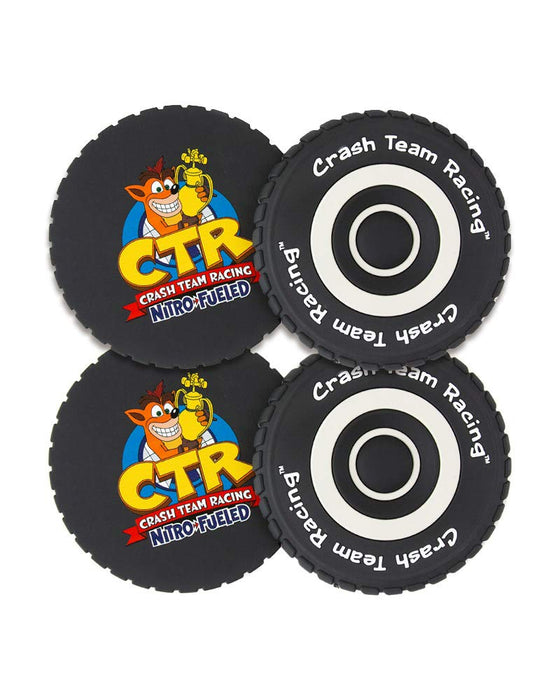 TUBBZ Numskull Crash Team Racing Official Crash Bandicoot Merchandise - CTR Nitro-Fueled Tyre Coasters (Set of 4) NS1607