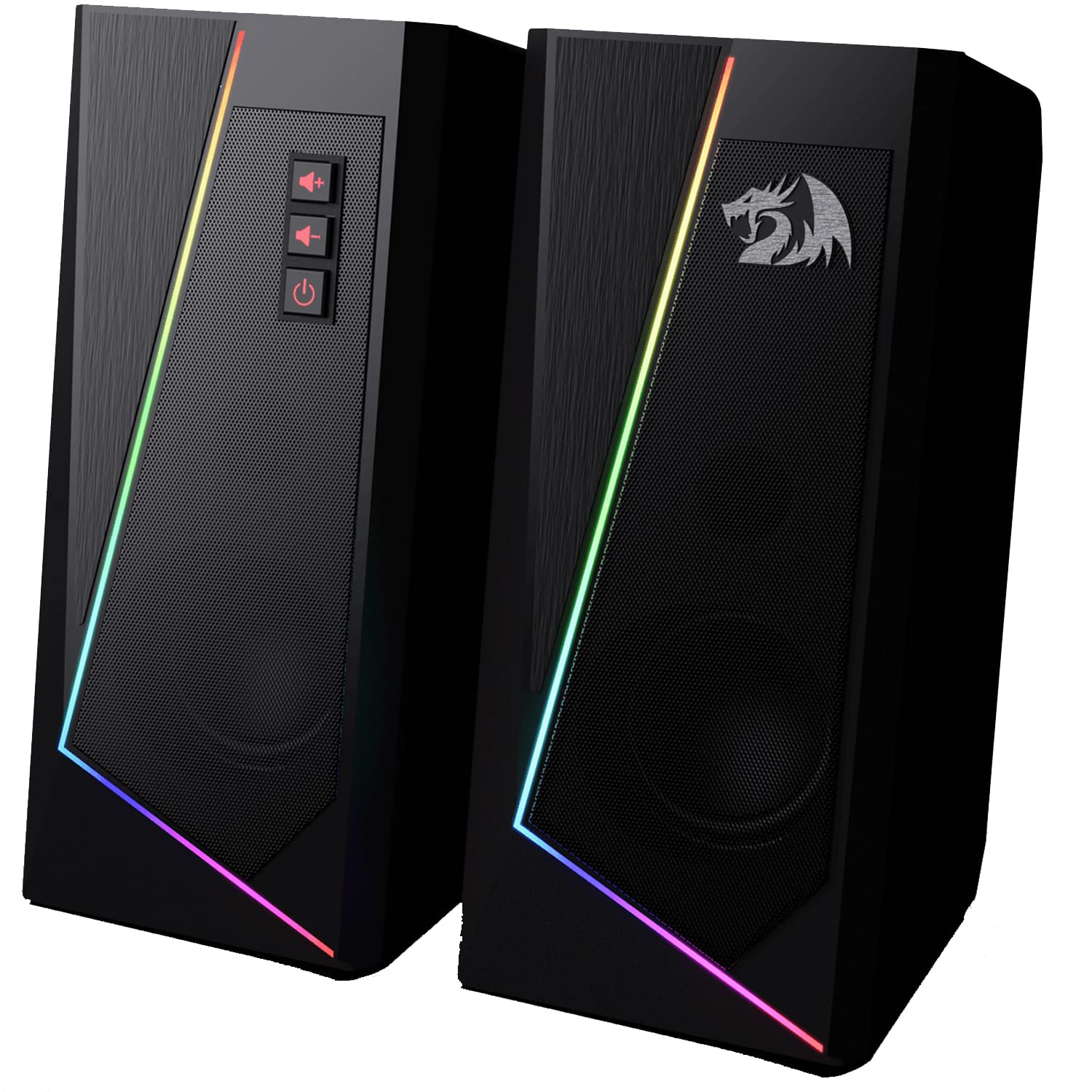 Redragon GS520 Anvil RGB Desktop Speakers, 2.0 Channel PC Computer Stereo Speaker with 6 Colorful LED Modes, Enhanced Bass and Easy-Access Volume Control, USB Powered w/ 3.5mm Cable Black