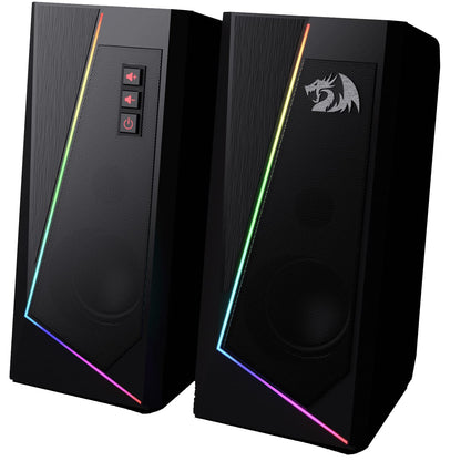 Redragon GS520 Anvil RGB Desktop Speakers, 2.0 Channel PC Computer Stereo Speaker with 6 Colorful LED Modes, Enhanced Bass and Easy-Access Volume Control, USB Powered w/ 3.5mm Cable Black