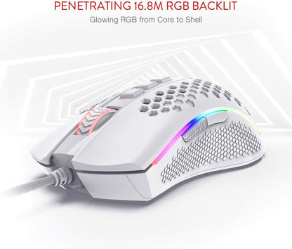 Redragon M808 Storm Ultralight Wired Gaming Mouse, 85g Lightweight Honeycomb Shell - Adjustable DPI Up to 12,400 - Optical Sensor - 7 Programmable Buttons - for PC Gamers