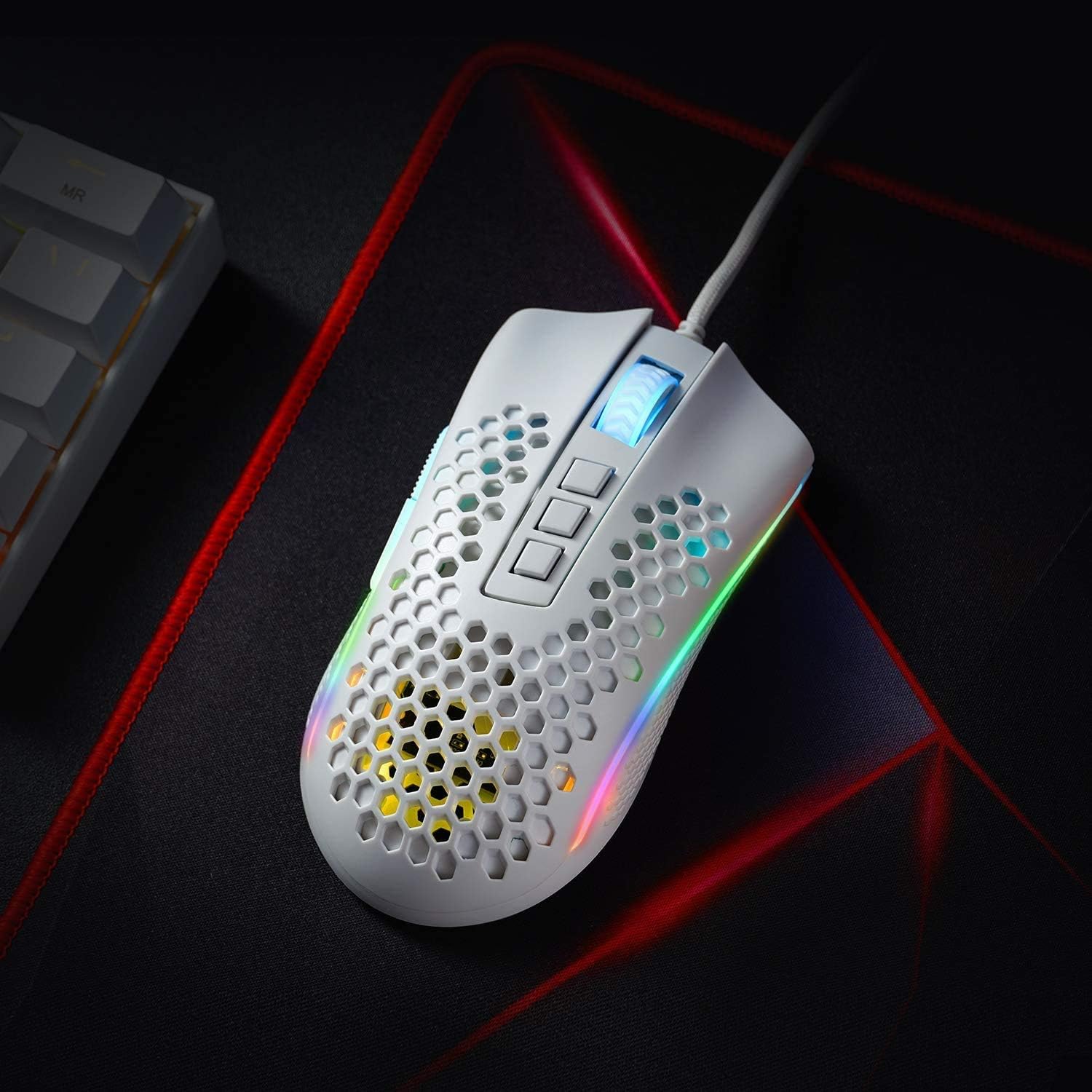 Redragon M808 Storm Ultralight Wired Gaming Mouse, 85g Lightweight Honeycomb Shell - Adjustable DPI Up to 12,400 - Optical Sensor - 7 Programmable Buttons - for PC Gamers