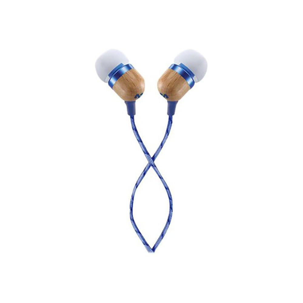 House of Marley Jamaica Cuffie In Ear, Auricolari con Filo, Microfono Incorporato, Isolamento Acustico, Cuscinetto da 9.2 mm, 2 Misure in Silicone, Cavi Antigroviglio, Materiale Riciclato, Denim