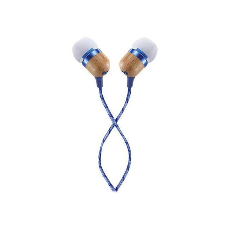 House of Marley Jamaica Cuffie In Ear, Auricolari con Filo, Microfono Incorporato, Isolamento Acustico, Cuscinetto da 9.2 mm, 2 Misure in Silicone, Cavi Antigroviglio, Materiale Riciclato, Denim