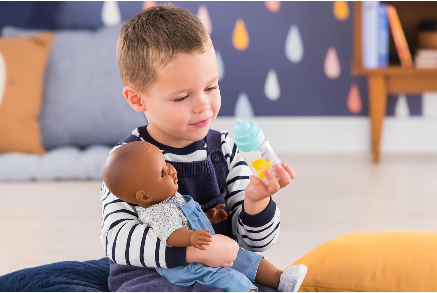 Corolle 9000141030 Milchflasche mit Mon Grand Poupon Bottle with Disappearing Milk / 3 Baby Sounds / 13 cm/Suitable for Children from 3 Years, White, 1 Count (Pack of 1