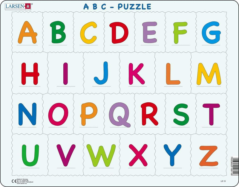 Larsen LS1326 Puzzel Lezen-Alfabet-26 stukjes Maxi Puzzle Leren Lezen Alfabet 26 Pieces, Colourful