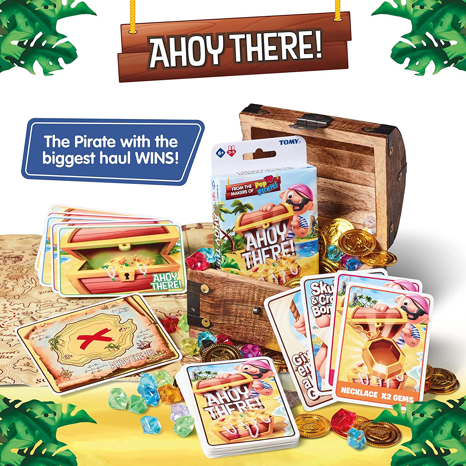 TOMY Ahoy There! Juego de Cartas, una Familia de ritmo rápido, Juego de Cartas de acción para niños y niñas, Juegos de Mesa de Cartas a Partir de 6, 7, 8, 9, años en adelante