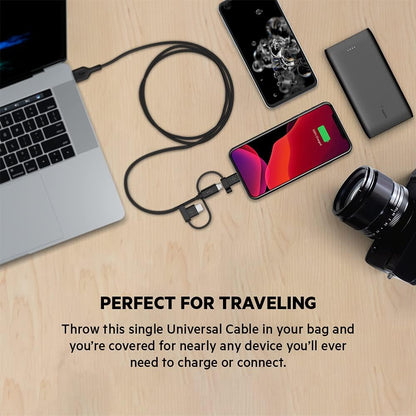 Belkin Universal Cable (3-in-1 USB-C, Lightning, Micro-USB Charging Cable) Charge Smartphones, Tablets, Power Banks and more (3.3ft/1m