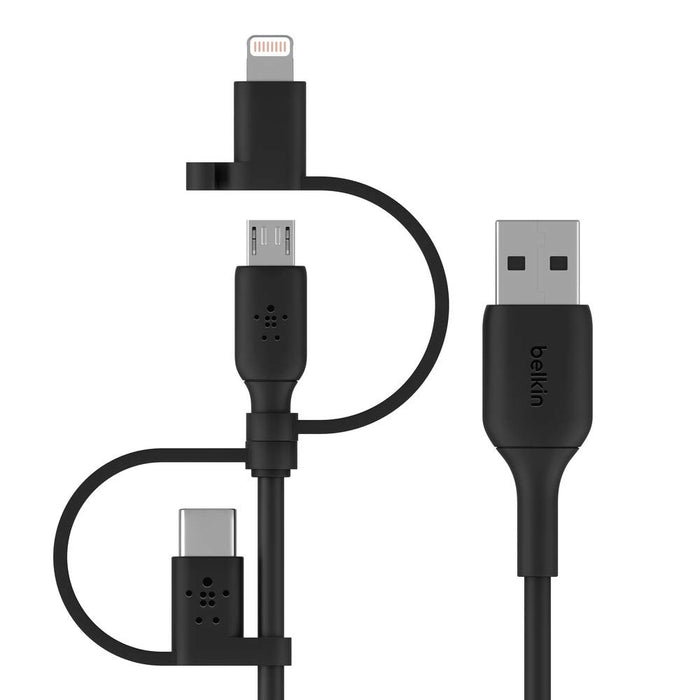 Belkin Universal Cable (3-in-1 USB-C, Lightning, Micro-USB Charging Cable) Charge Smartphones, Tablets, Power Banks and more (3.3ft/1m