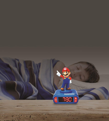 LEXIBOOK Nintendo Digital Alarm Clock - Snooze Function - Super Mario Sound Effects - Children Boys, Blue/Red, T.Unica, T.Única