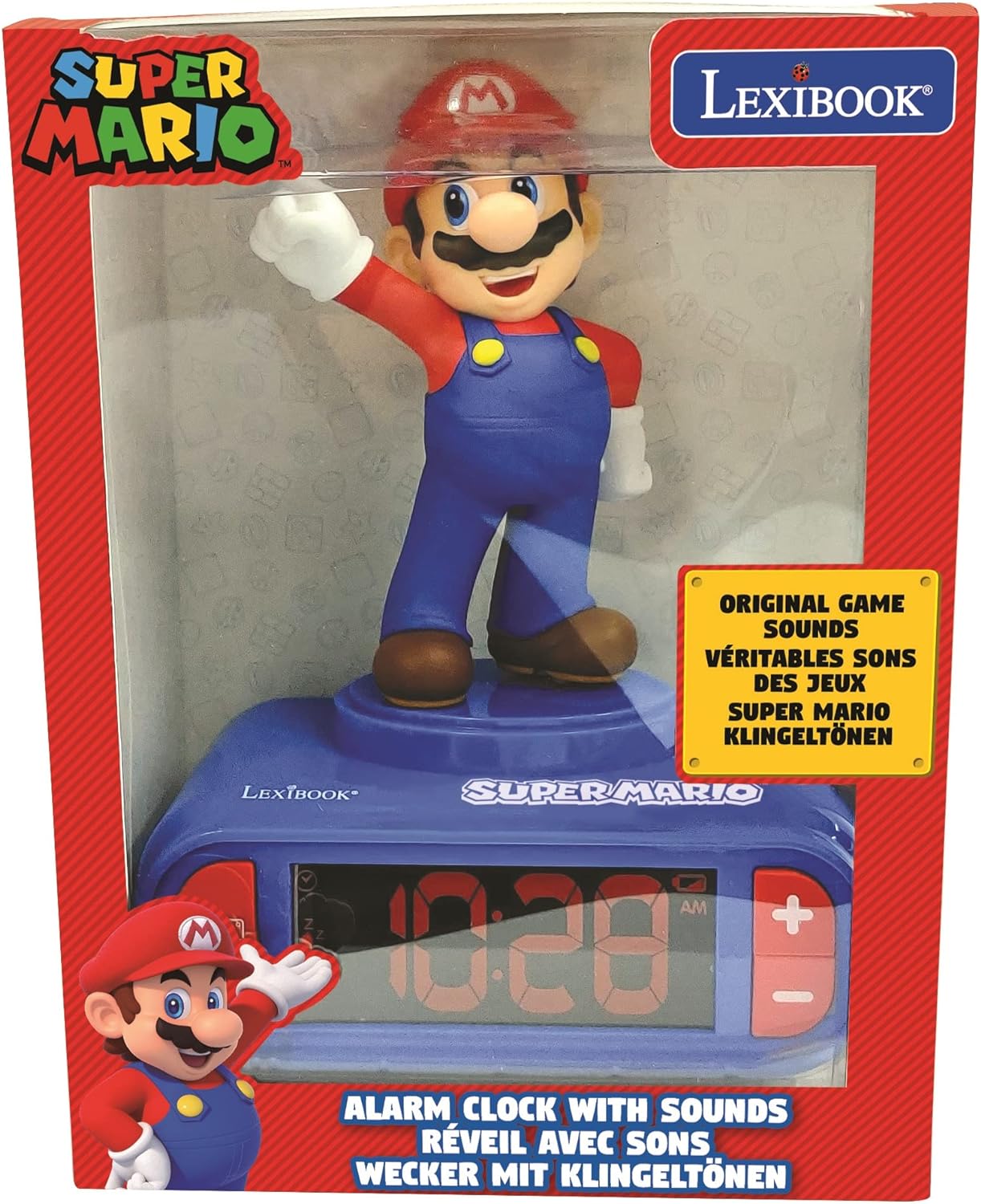 LEXIBOOK Nintendo Digital Alarm Clock - Snooze Function - Super Mario Sound Effects - Children Boys, Blue/Red, T.Unica, T.Única