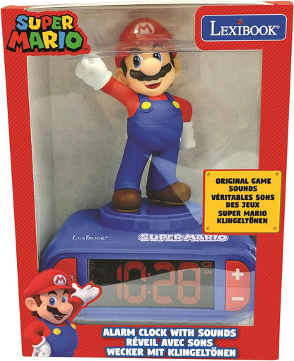 LEXIBOOK Nintendo Digital Alarm Clock - Snooze Function - Super Mario Sound Effects - Children Boys, Blue/Red, T.Unica, T.Única