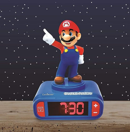 LEXIBOOK Nintendo Digital Alarm Clock - Snooze Function - Super Mario Sound Effects - Children Boys, Blue/Red, T.Unica, T.Única