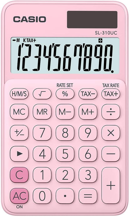 CASIO Taschenrechner SL-310UC, 10-stellig, Trendfarben, Steuerberechnung, Tausenderunterteilung, Solar-/Batteriebetrieb