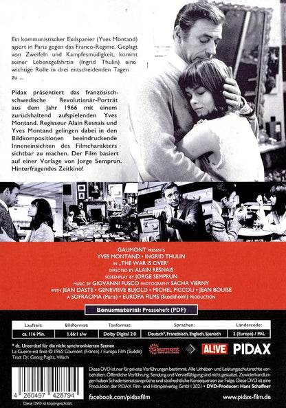 Der Krieg ist vorbei (La guerre est finie) / Beeindruckende Literaturverfilmung mit Starbesetzung (Pidax Film-Klassiker