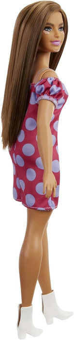 Barbie Fashionista Muñeca Curvy Vitiligo con Vestido de Lunares y Accesorios de Moda de Juguete (Mattel GRB62