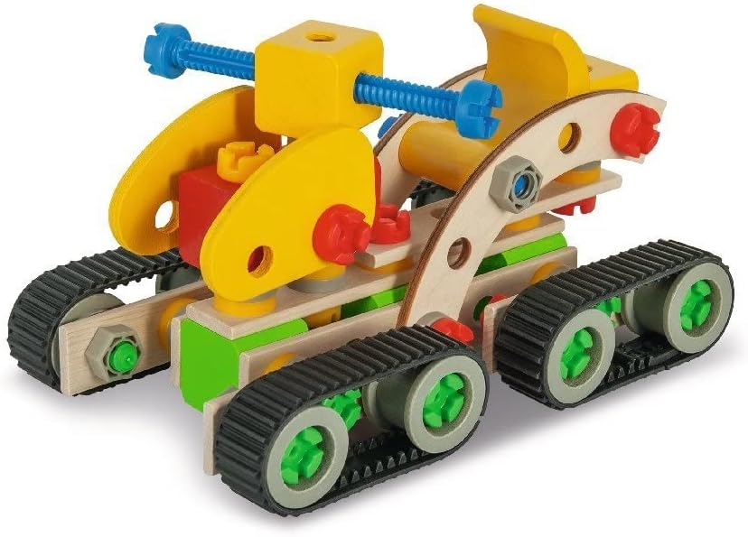 Eichhorn 4 Modelos Diferentes: Excavadora de orugas, camión Trasero, Quad de Nieve, 170 Piezas, FSC 100%, Madera de Haya, plástico, BSK, 6J+ Fabricado en Alemania, Color Colorido (100039096