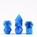 Metallic Dice Games 16mm Gemstone Stone Poly Dice Set: Engraved Cat's Eye Aquamarine