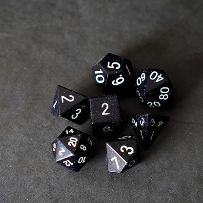 Metallic Dice Games 16mm Gemstone Stone Poly DND Dice Set: Blue Sandstone, Role Playing Game Dice for Dungeons and Dragons