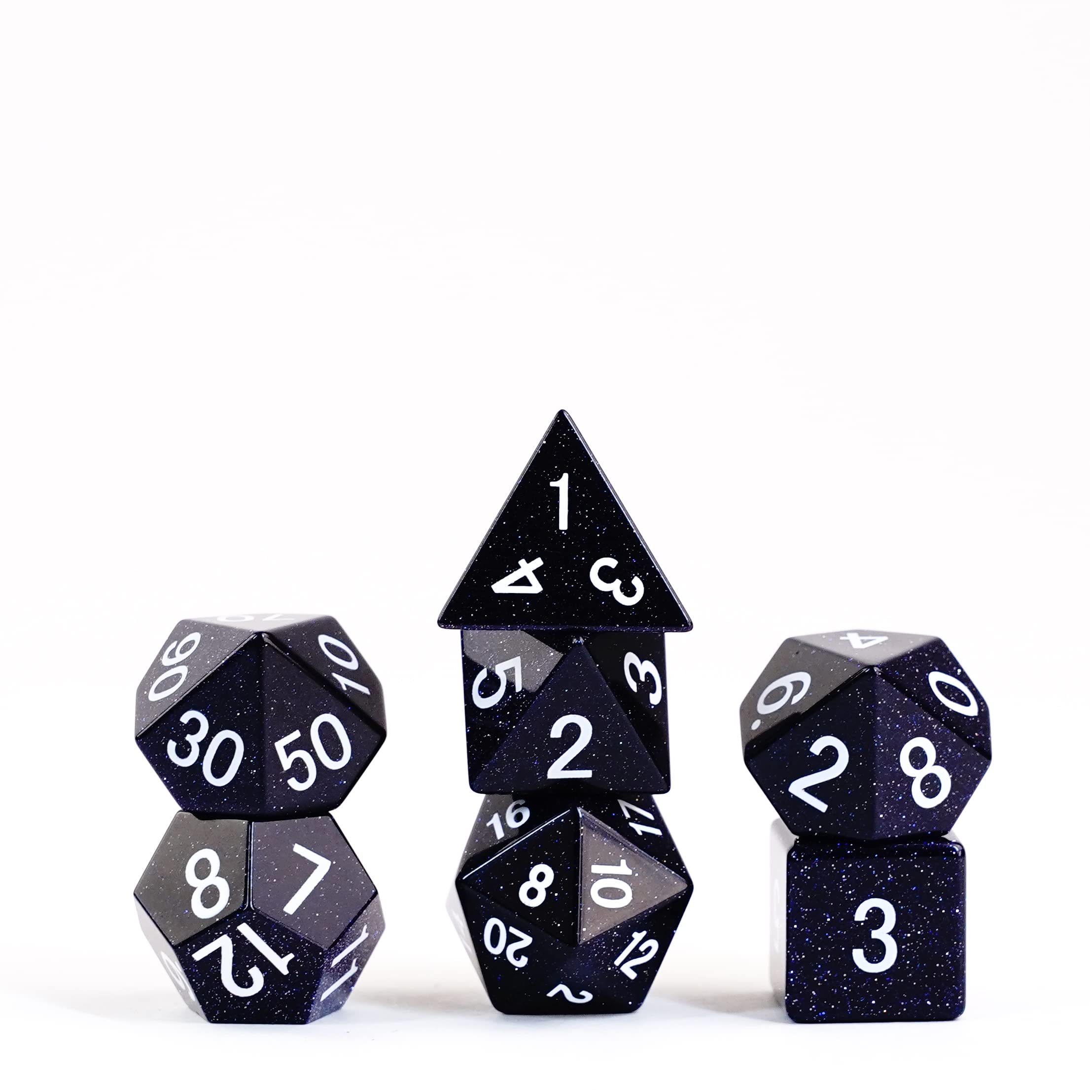 Metallic Dice Games 16mm Gemstone Stone Poly DND Dice Set: Blue Sandstone, Role Playing Game Dice for Dungeons and Dragons