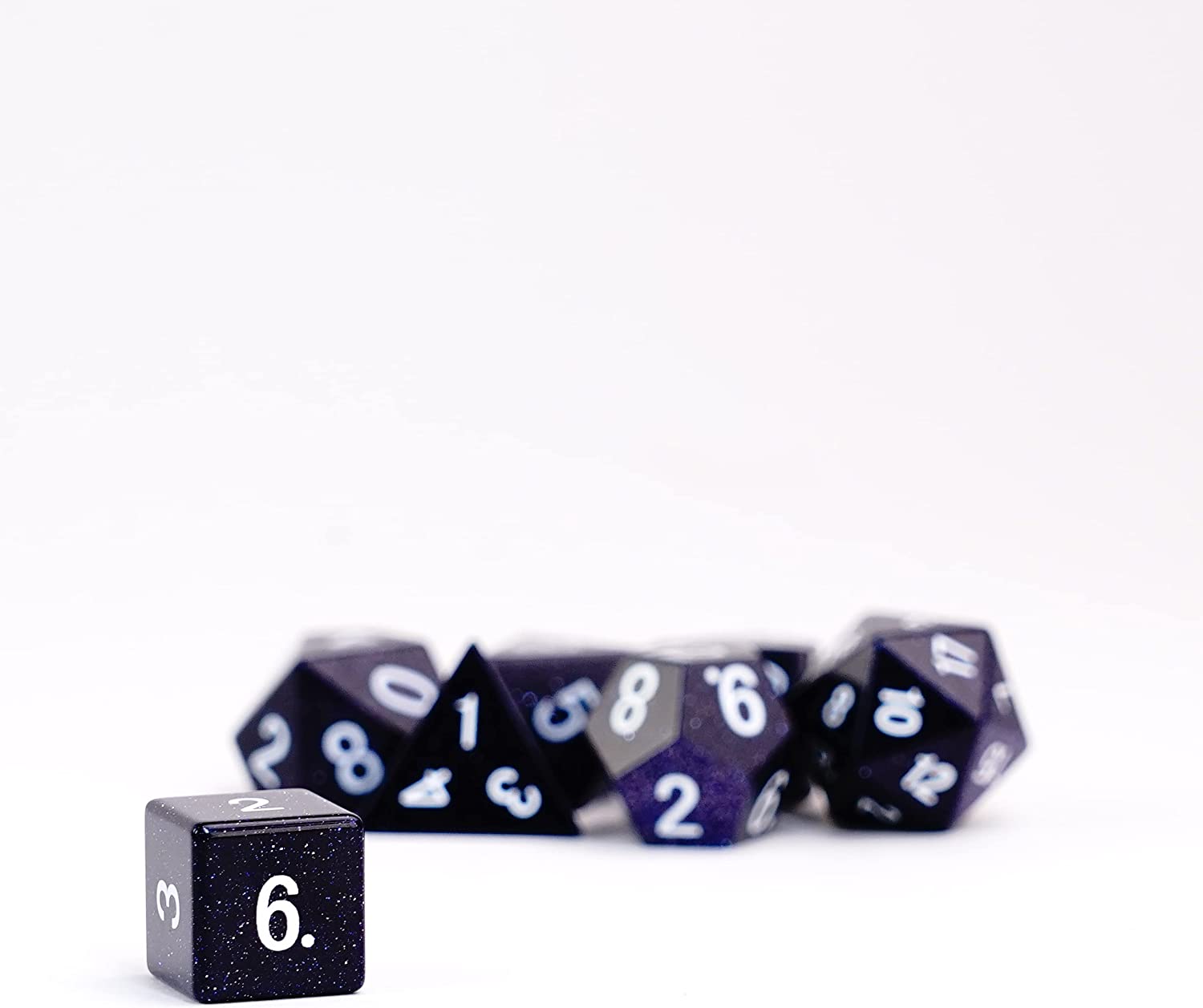 Metallic Dice Games 16mm Gemstone Stone Poly DND Dice Set: Blue Sandstone, Role Playing Game Dice for Dungeons and Dragons
