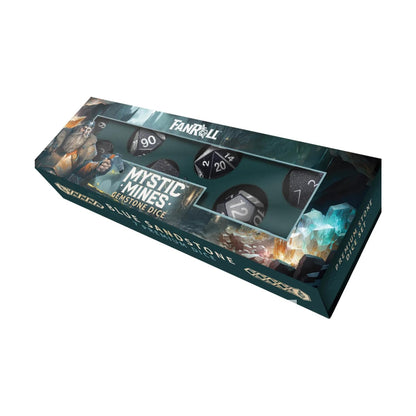 Metallic Dice Games 16mm Gemstone Stone Poly DND Dice Set: Blue Sandstone, Role Playing Game Dice for Dungeons and Dragons