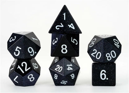 Metallic Dice Games 16mm Gemstone Stone Poly DND Dice Set: Blue Sandstone, Role Playing Game Dice for Dungeons and Dragons