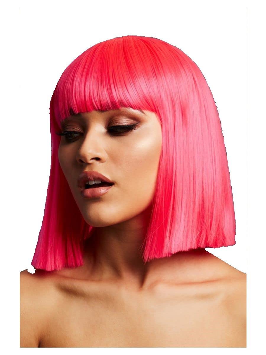 Smiffys Fever Lola Wig, Neon Pink
