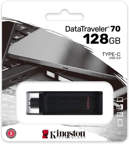 Kingston DataTraveler 70 - DT70/128GB Unidad Flash USB-C, Negro