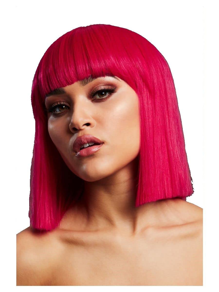 Smiffys Fever Lola Wig, Magenta Pink