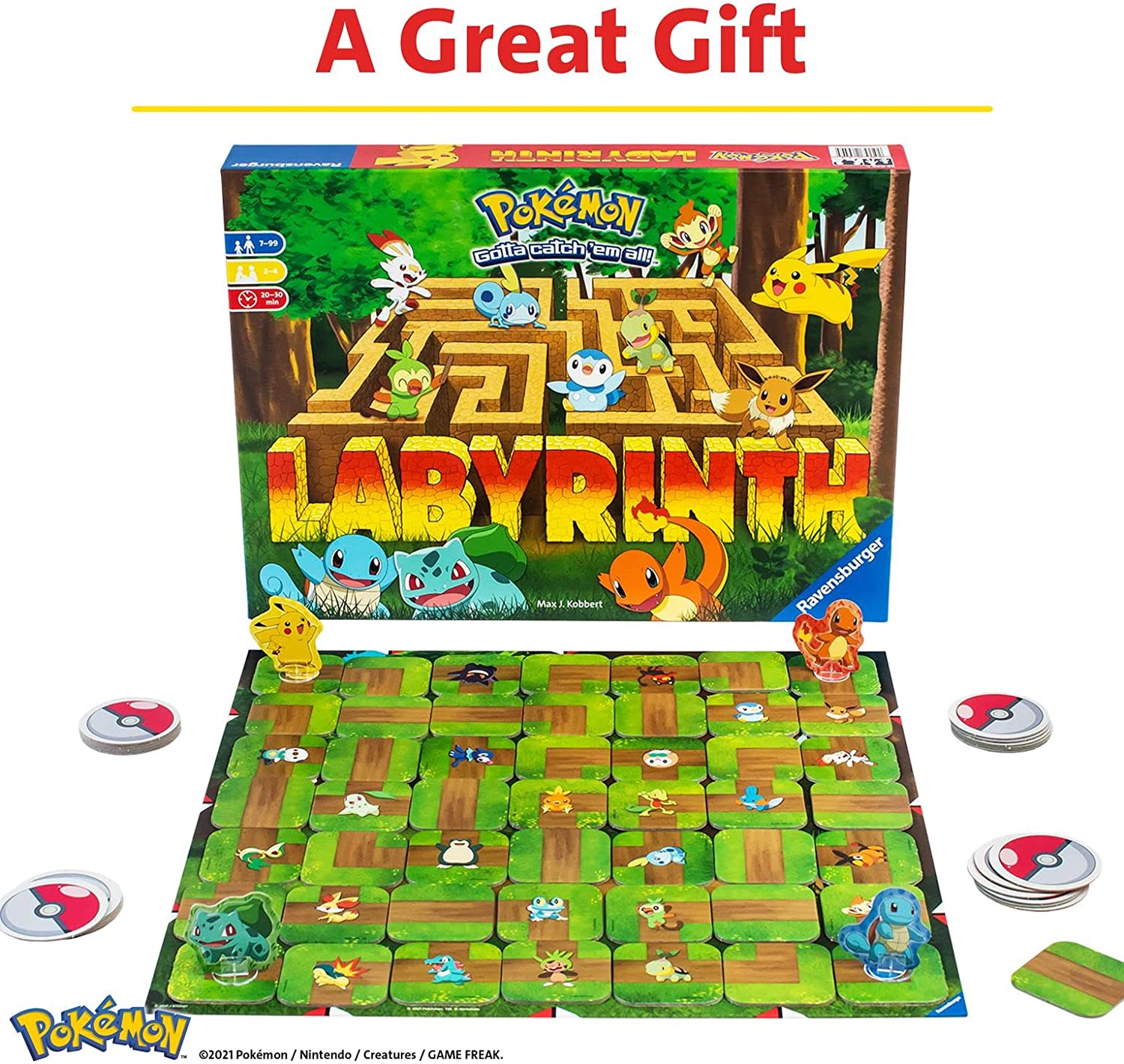Ravensburger Pokemon Labyrinth - Moving Maze Family Board Games for Kids Age 7 Years Up - 2 to 4 Players - Gifts for Boys and Girls