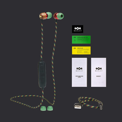 House of Marley Smile Jamaica Wireless 2 In-Ear Headphones - Noise Isolating Bluetooth Earphones, 9 Hours Playtime, w/ Quick Charge, IPX-4 Waterproof, Microphone, FSC Certified Wood
