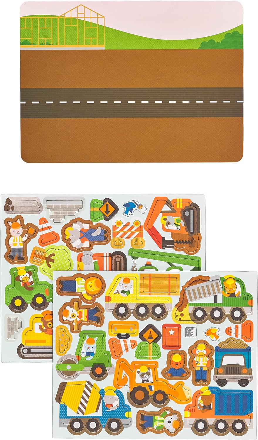 Petit Collage Magnetic Play Scene, Construction Site – Magnetic Game Board with Mix and Match Magnetic Animal Friends, Ideal for Ages 3+ – Includes 2 Scenes and 40 Magnet Pieces