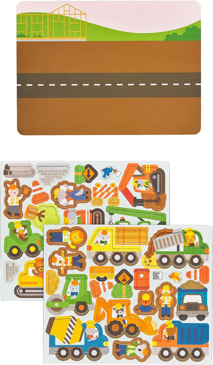 Petit Collage Magnetic Play Scene, Construction Site – Magnetic Game Board with Mix and Match Magnetic Animal Friends, Ideal for Ages 3+ – Includes 2 Scenes and 40 Magnet Pieces