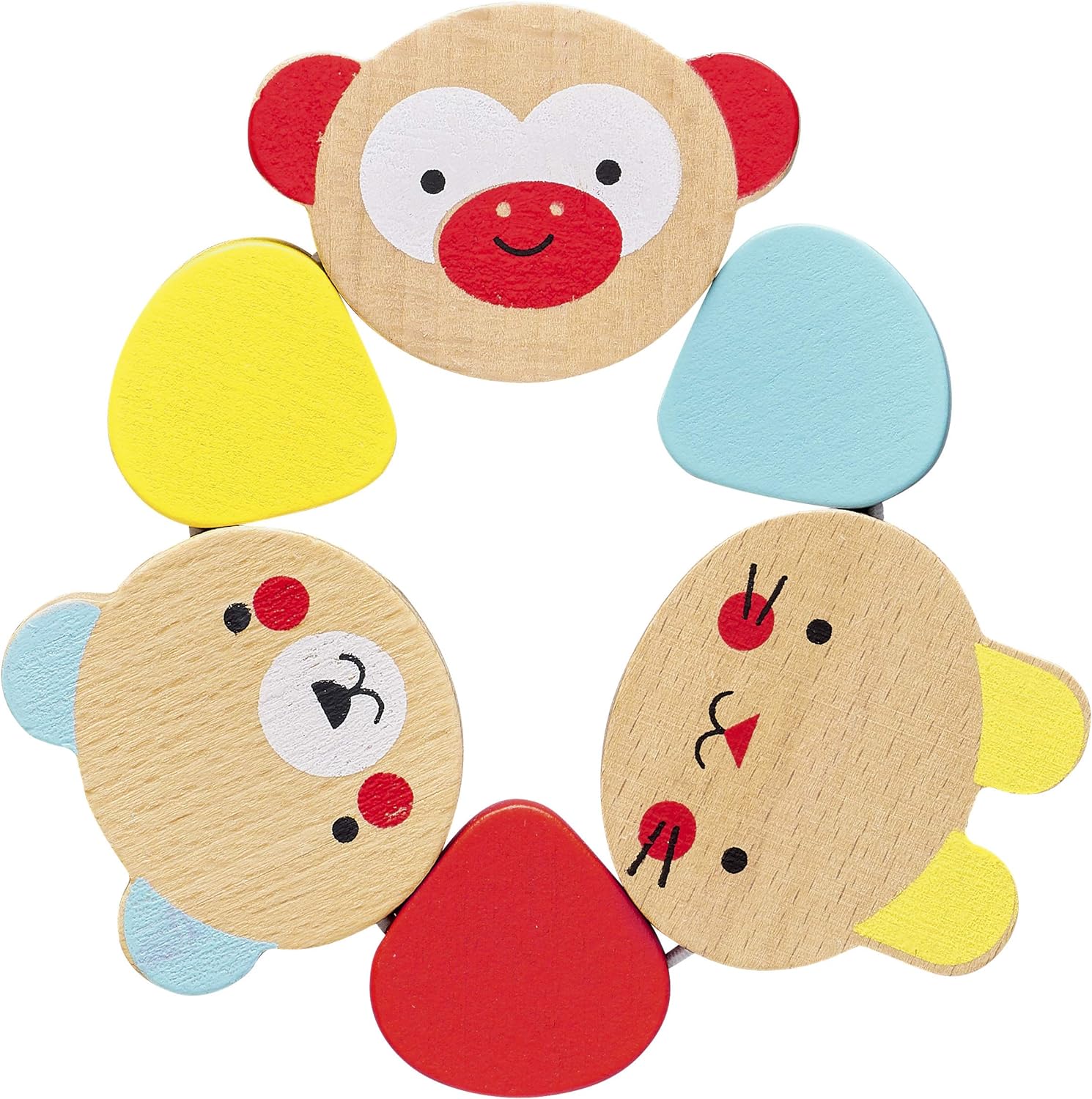 Petit Collage Wooden Grasping Toy – Baby Teething Toy/Rattle, Measures 4.5” x 4.5” – Cute Baby Toy Made with Safe, Non-Toxic Materials – Makes a Great Gift Idea