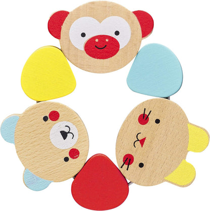 Petit Collage Wooden Grasping Toy – Baby Teething Toy/Rattle, Measures 4.5” x 4.5” – Cute Baby Toy Made with Safe, Non-Toxic Materials – Makes a Great Gift Idea