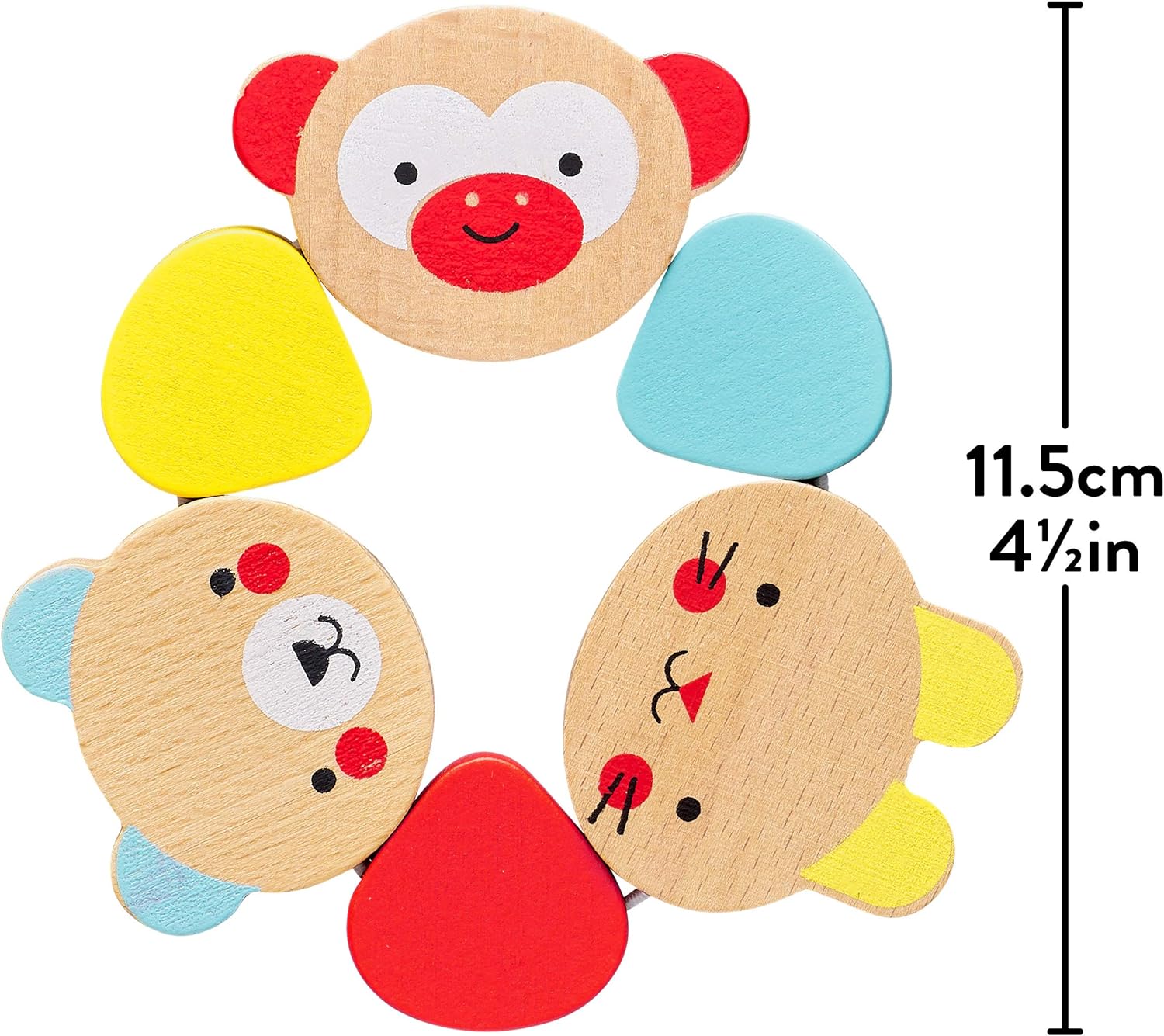 Petit Collage Wooden Grasping Toy – Baby Teething Toy/Rattle, Measures 4.5” x 4.5” – Cute Baby Toy Made with Safe, Non-Toxic Materials – Makes a Great Gift Idea