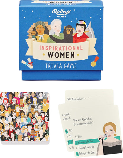 Ridley’s Inspirational Women Trivia Card Game – Quiz Game for Adults and Kids – 2+ Players – Includes 80 Cards with Unique Questions – Fun Family Game – Makes a Great Gift