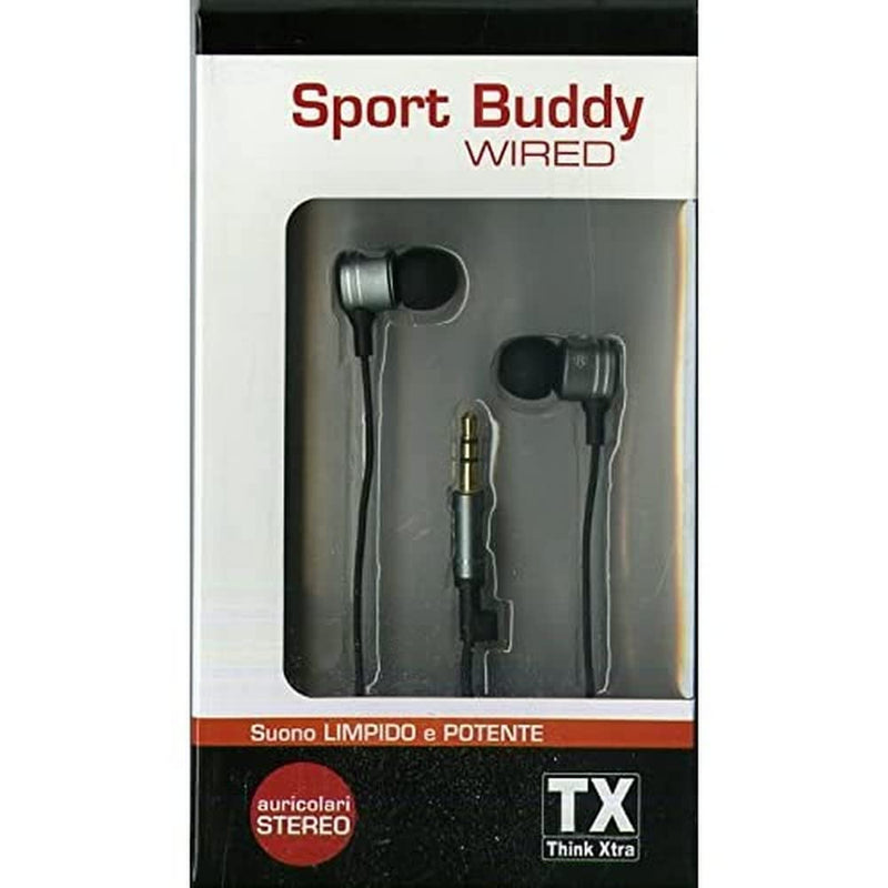 TX Metallic Sport Buddy Wired Earbuds Headset (Black Hs-248