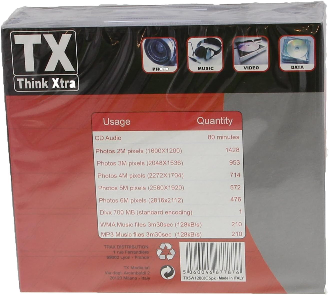 Pack De 5 Cdw Tx 80 Min Vitesse 12X