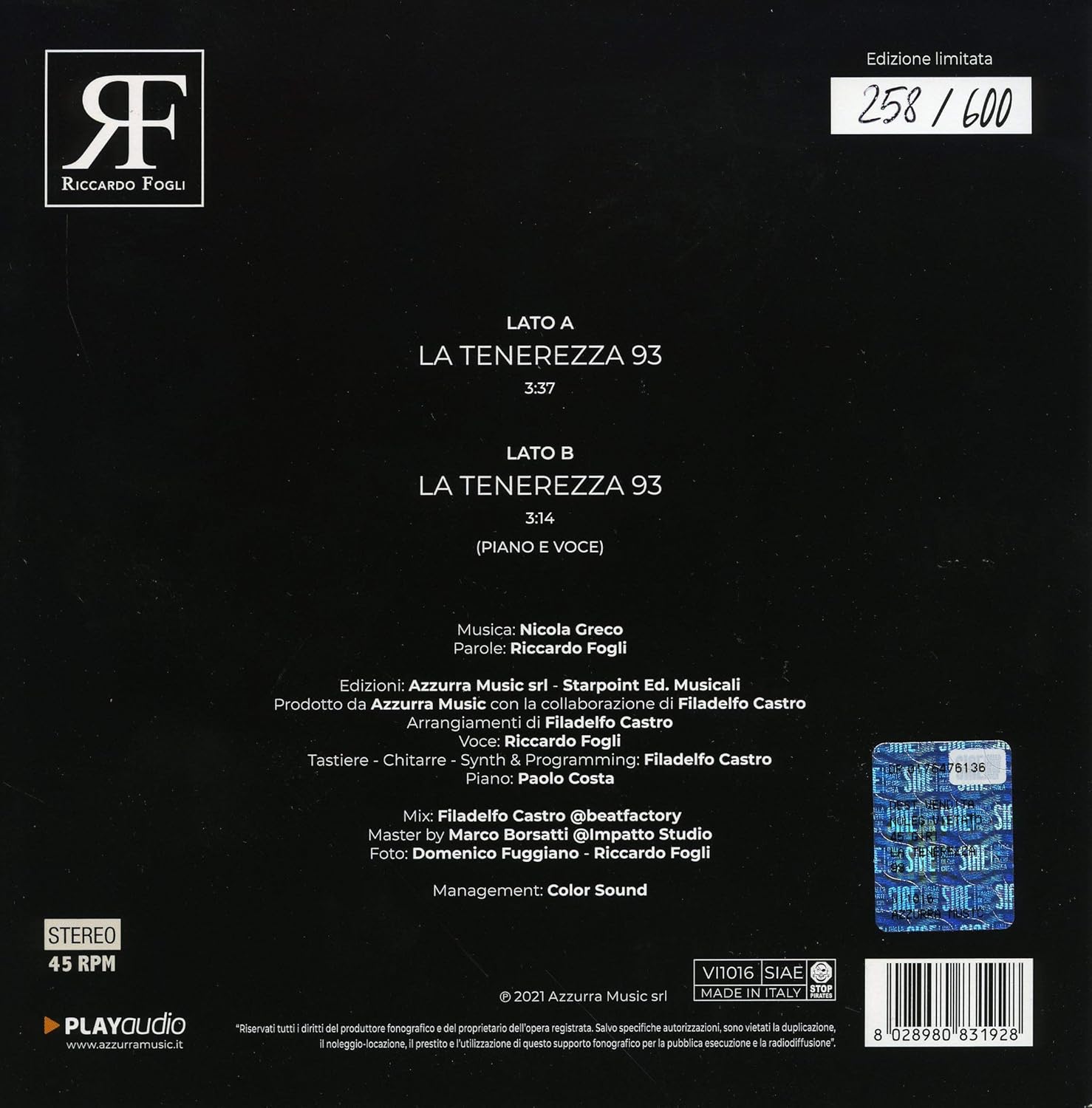 La Tenerezza 93 Red Limited Edt.