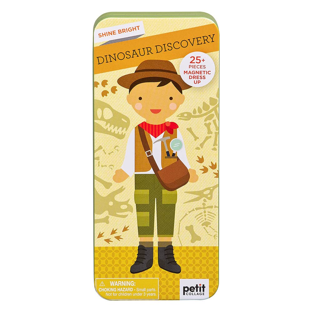 Petit Collage- Magnetic Dress Up-Dino Discovery Kit de Juego, Multicolor (PTC478