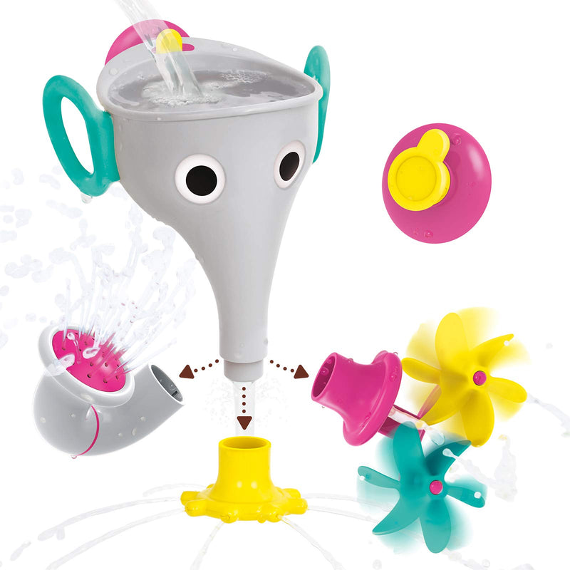 Yookidoo FunEleFun Fill ‘N’ Sprinkle Bath Toy. an Elephant Trunk Funnel Toddlers Play with 3 Interchangeable Trunk Accessories That Spins, Twist and Sprinkle, Promotes Kids STEM-Based Learning (Grey